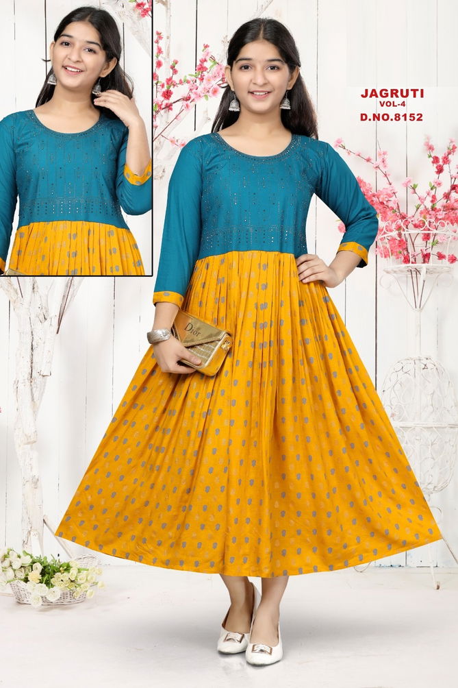 Jagruti Vol 4 Long Anarkali Kids Wear Catalog